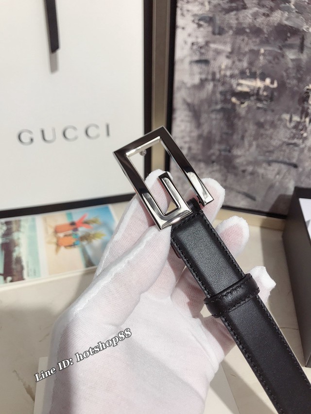 Gucci經典女士皮帶 370717 古奇方扣牛皮腰帶  jjp2043